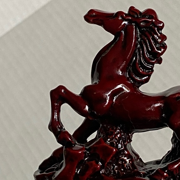 Chinese Resin Wild Horse cinnabar Red Statue Sculpture Vintage Feng Shui Lucky - Picture 3 of 16